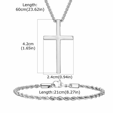 Vnox Set di 2 Pezzi Collana con Ciondolo e Bracciale da Uomo, Set di Gioielli in Acciaio Inossidabile Colore Nero Oro Argento, Regali di Gioielleria alla Moda platinumshop