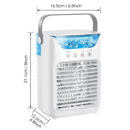 Condizionatore d'aria portatile USB, mini ventilatore rinfrescante, 3 velocità, serbatoio acqua da 650 ml, umidificatore spray, raffrescatore evaporativo silenzioso da tavolo, ventilatore portatile personale, ricaricabile, p