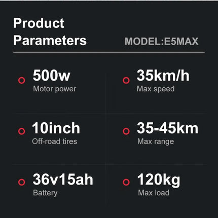 Monopattino Elettrico Wildstride 350W/500W con Motore Potente, Autonomia 30&45km, Batteria 15ah, Pneumatici da 10 Pollici, Velocità 35km/h, Pieghevole, App Intelligente, per Adulti, Modello E5max