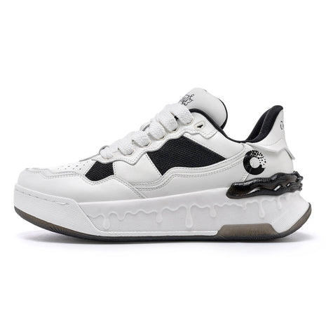 Scarpe da Corsa ONEMIX per Uomo, Tendenza Autunno Inverno, Morbide ed Elastiche con Assorbimento degli Urti, Tomaia in Pelle, Suola Spessa, Stile Sportivo Casual PlatiNum