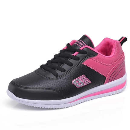 PU Leather Women's Running Shoes Lightweight Casual Sports Shoes Waterproof Outdoor Training Sneakers for Jogging Tennis PlatiNum