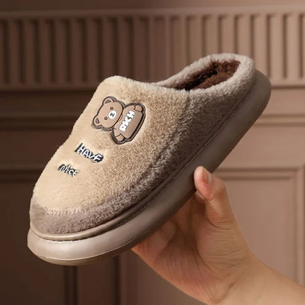 Thicken Warm Long Plush Slippers for Women Winter 2026 Chunky Platform Fluffy Furry Fur Slippers Couple Plus Size Indoor Shoes