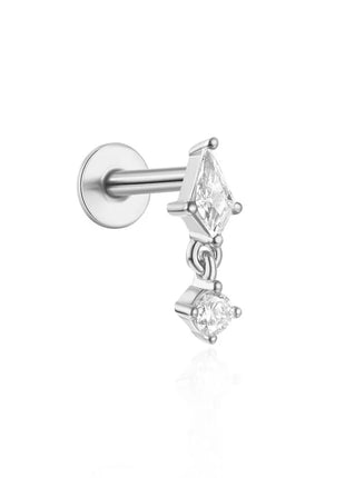 Orecchini con polsini piatti filettati con nappa tempestata di diamanti di nuovo stile, accessori per orecchie in stile europeo e americano. platinumshop