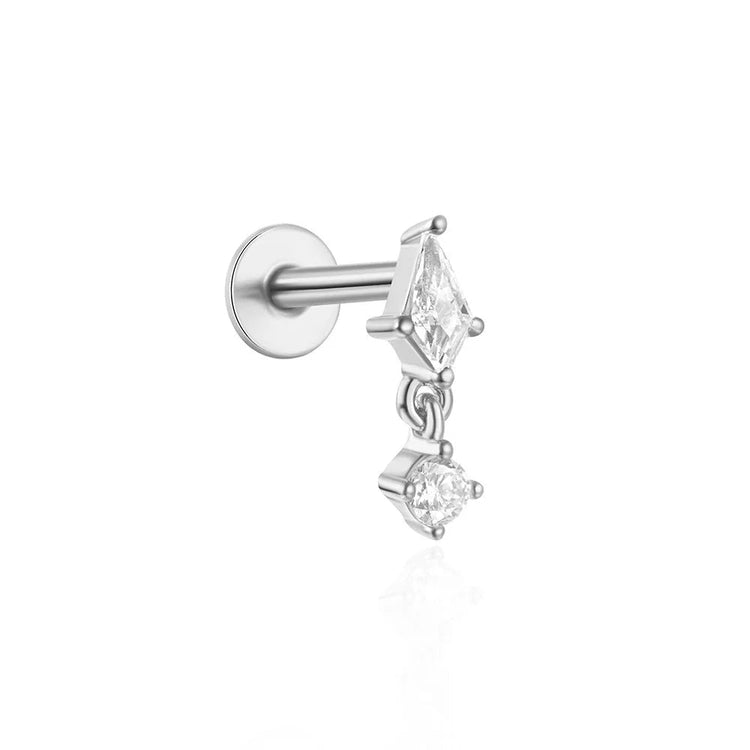 Orecchini con polsini piatti filettati con nappa tempestata di diamanti di nuovo stile, accessori per orecchie in stile europeo e americano. platinumshop