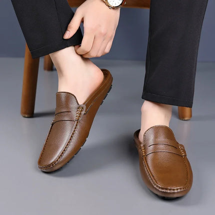 YRZL mocassini estate Slip on mezze scarpe per uomo pantofole in pelle PU Casual traspirante comodi mocassini mocassini scarpe Casual da uomo