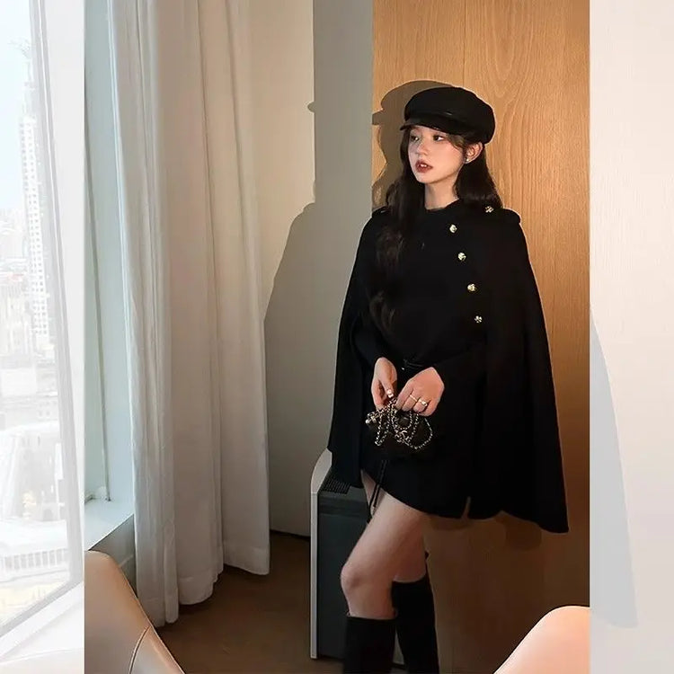 2026 New Style Women's Wool Coats Capes Autumn/Winter Princess Style Wool Cloak Woman