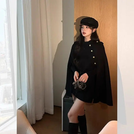 2026 New Style Women's Wool Coats Capes Autumn/Winter Princess Style Wool Cloak Woman