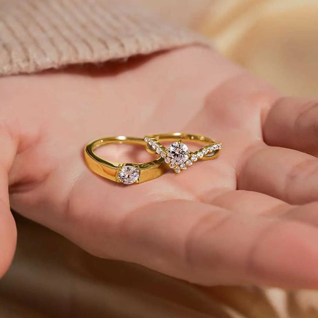Anelli di Lusso con Zirconi per Coppie, Regolabili, per Donne e Uomini, Gioielli Delicati per Matrimonio, Anniversario, Fidanzamento, Idee Regalo PlatiNum