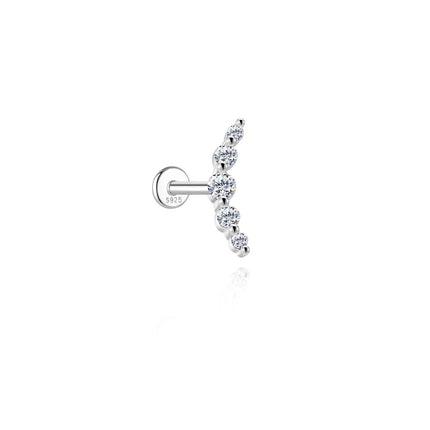 AIDE 1PC Sparkling Moissanite Piercing Stud Earrings 925 Sterling Silver Shining Circle Earring For Women Ear Bone Earring Jewel PlatiNum