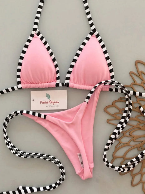 Micro Bikini 2026 Sexy da Donna, Costume da Bagno Push-Up, Set Bikini a Righe, Abbigliamento da Spiaggia Femminile