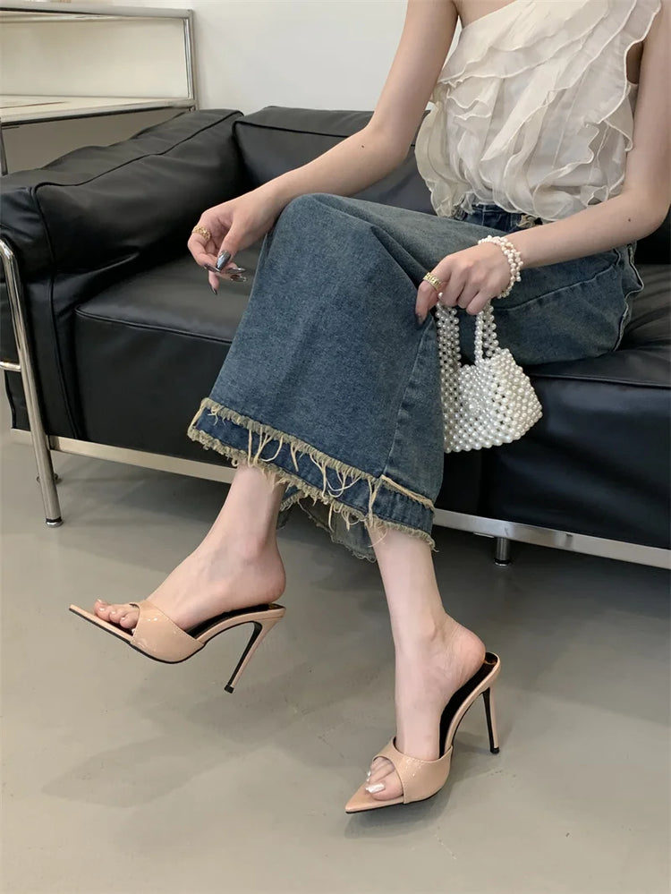 Hlieny 2026 Moda estiva Tacchi a spillo Donna Pantofole a punta Banchetto Abito Sandali Festa Matrimonio Mulo Presentazioni aziende produttrici giochi Scarpe