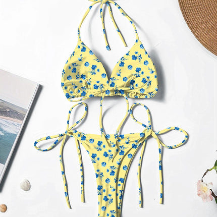 Nuovo Stile Bikini Due Pezzi da Donna Stampato, Fresco e Alla Moda, con Laccetti al Collo, Sexy e Trendy platinumshop
