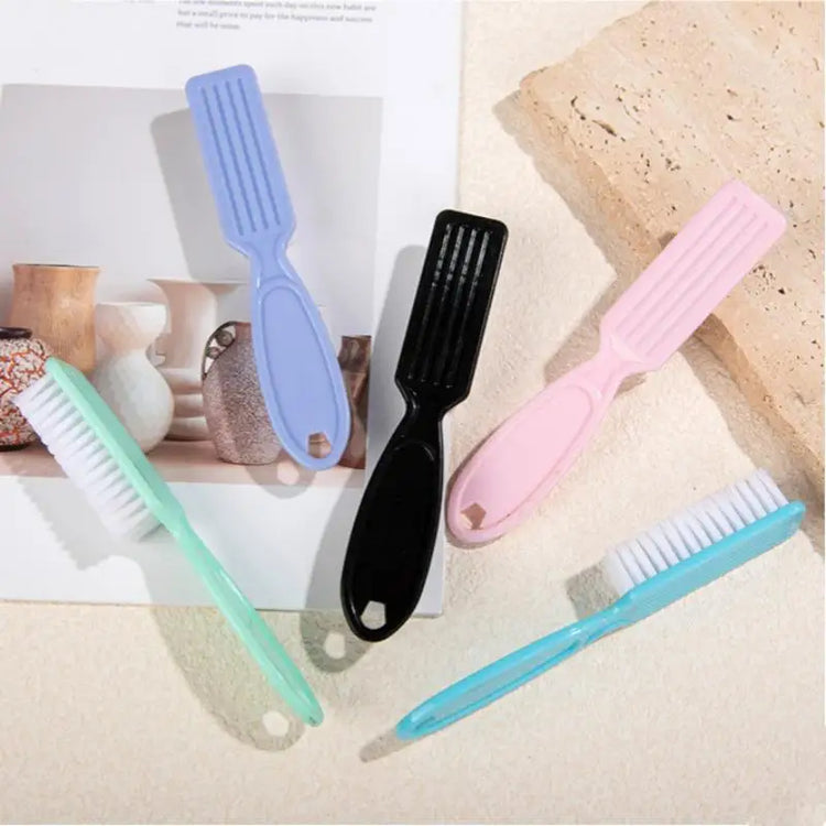 Cleaning Nail Brushes Transparent Long Handle Soft Remove Dust Nail Brushes Multifunctional Five Color Manicure Pedicure Tools