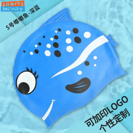 Cuffia da nuoto per bambini Cuffia da nuoto impermeabile per cartoni animati per ragazzi e ragazze Cuffia da nuoto universale in silicone morbido a forma di pesce