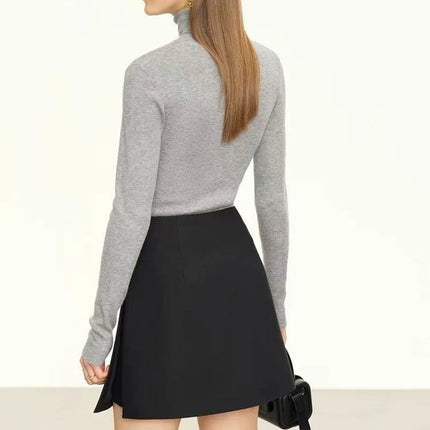 Gonne casual semplici da donna, stile coreano, a vita alta, per l'ufficio, da pendolare, a trapezio, tinta unita, abbinabili a tutto, gonne femminili