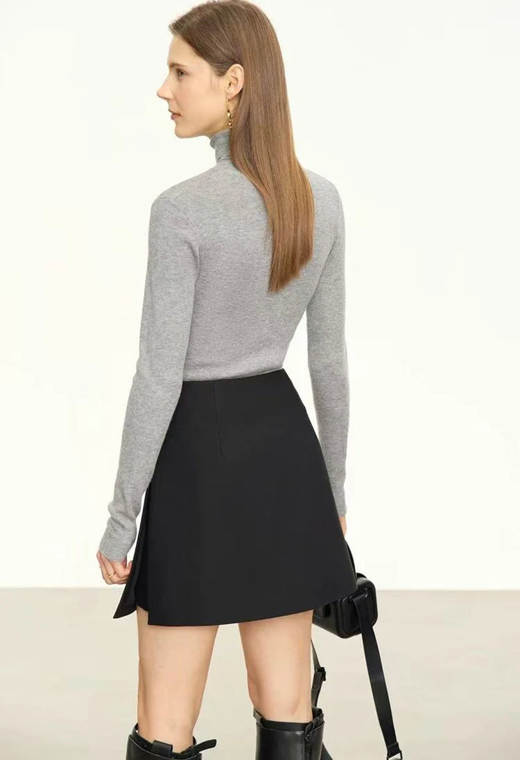 Gonne casual semplici da donna, stile coreano, a vita alta, per l'ufficio, da pendolare, a trapezio, tinta unita, abbinabili a tutto, gonne femminili