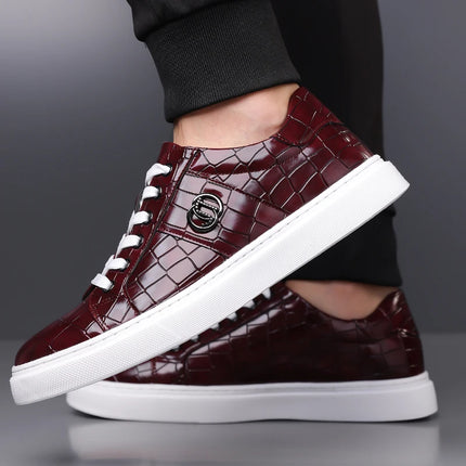 Popular crocodile pattern men's thick soled casual board shoes, trendy, breathable high-end, business plus size shoes (38-48)