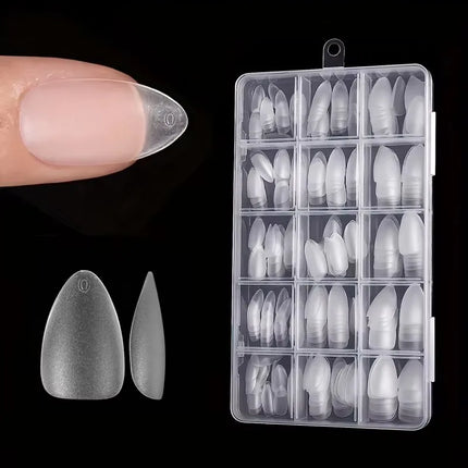 Box of 330 Short Almond Nail Tips - Upgraded Matte Gel Nail Stickers, No File, Pre-Shaped Full Coverage Short Almond Nails