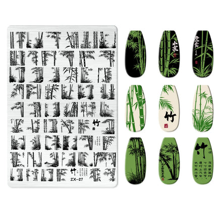 Flowers Love Nail Stamping Newspaper Splice Theme Irregular Stamping Plates Letter Nail Art Printing Stencil Tool Big Size Tools