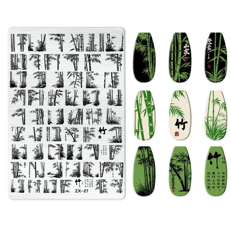 Flowers Love Nail Stamping Newspaper Splice Theme Irregular Stamping Plates Letter Nail Art Printing Stencil Tool Big Size Tools