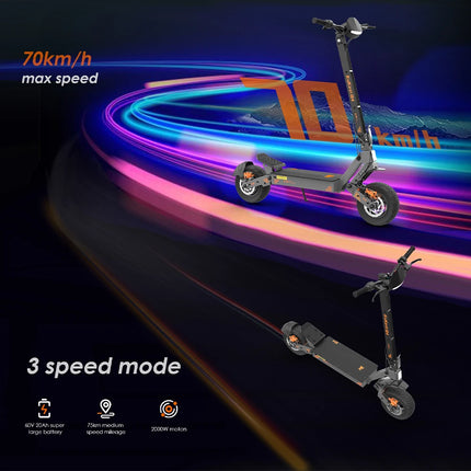 Monopattino elettrico per adulti KuKirin G4 2000W, autonomia 75 km, 60V 20Ah, per tutti i terreni, pieghevole da 11 pollici + bande luminose a LED