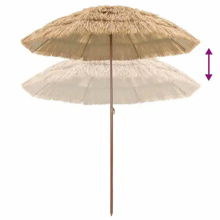 Ombrellone da Spiaggia Naturale 160x160cm, Leggero e Regolabile in Poliestere Anti-UV, Ideale per Giardino e Spiaggia - Stile Tropicale