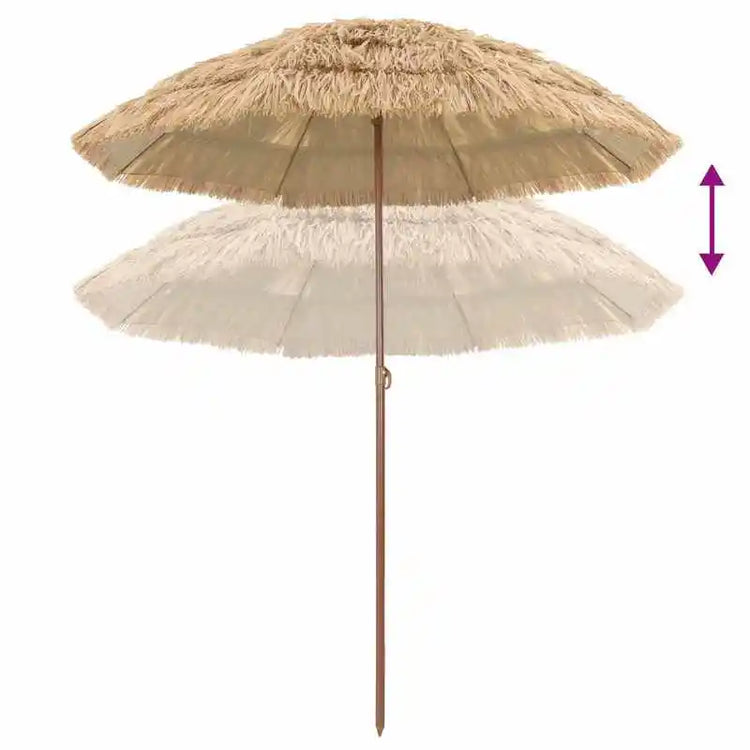 Ombrellone da Spiaggia Naturale 160x160cm, Leggero e Regolabile in Poliestere Anti-UV, Ideale per Giardino e Spiaggia - Stile Tropicale