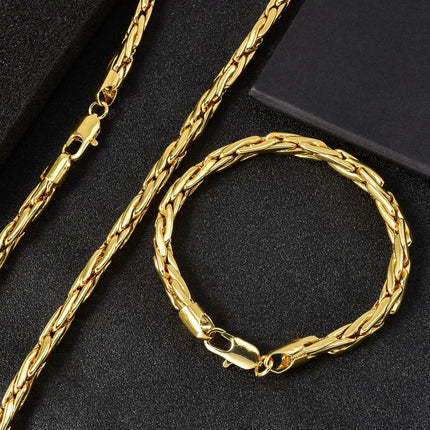 Set di bracciali con collana a catena intrecciata in rame minimalista per donna e uomo, gioielli semplici a strati, pronti, ipoallergenici platinumshop