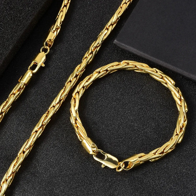 Set di bracciali con collana a catena intrecciata in rame minimalista per donna e uomo, gioielli semplici a strati, pronti, ipoallergenici platinumshop