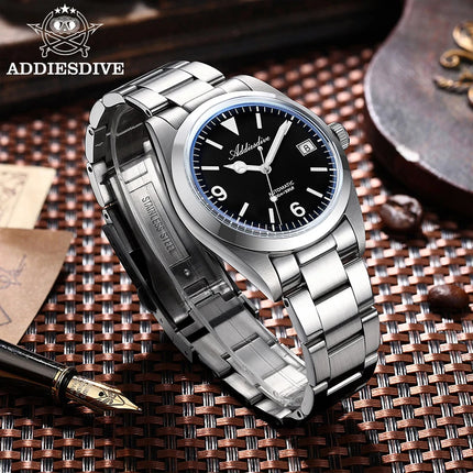 ADDIESDIVE AD2556 Men Luxury Automatic Watch ST2130 Movement 36mm Explorer Style Sapphire Bubble Crystal BGW9 Luminous 100M Wate