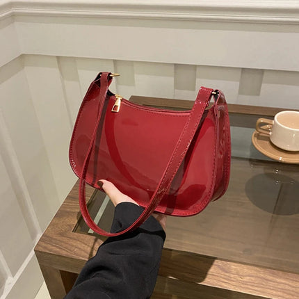 Retro Solid Color PU Leather Shoulder Underarm Bag Women's Fashion Handbags Casual Hobos Purses and Handbag Ladies Hand Bags PlatiNum