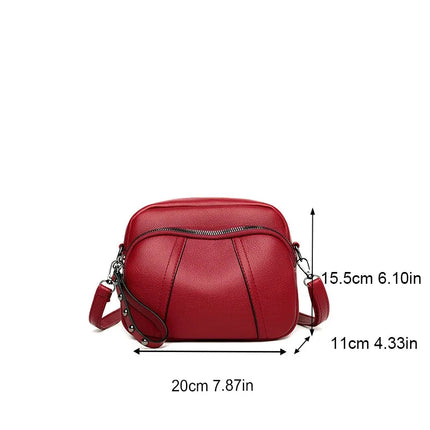 Solid Color Fashionable Rivet Zipper Women's Mobile Phone Bag Simple Soft Leather Shoulder Crossbody Small Square Bag Handbag PlatiNum