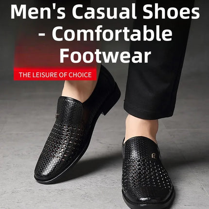 Sandali estivi da uomo in vera pelle morbida, traspiranti, casual, con suola in gomma, punta tonda, tacco basso, slip-on.