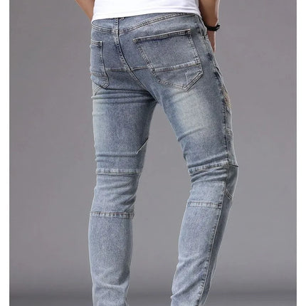 Men's Casual Jeans Vintage Straight Leg Elastic Slim Fit Autumn Winter Sweatpants Trousers Skinny Y2k Jeans Men's Cargo Pants