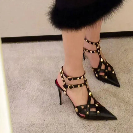 Nuovi Sandali con Tacco Alto e Borchie Primavera/Estate 2026, Sandali a Punta con Tacco Sottile, Scarpe Singole con Borchie platinumshop
