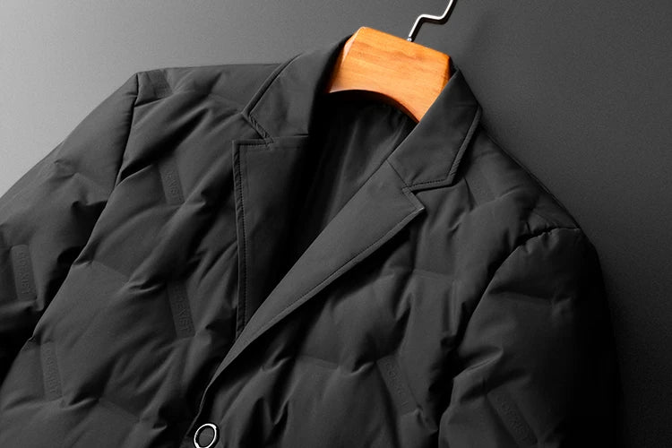 Minglu Autumn Winter White Duck Down Men's Down Blazers Luxury Solid Color Single Breasted Casual Male Jackets Down Man Coats