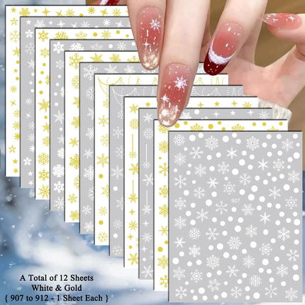 4 to 24 Sheets Xmas Snowflake Gold Silver Blue Holographic Self-Adhesive Winter Christmas Decor DIY Manicure Nail Art Stickers