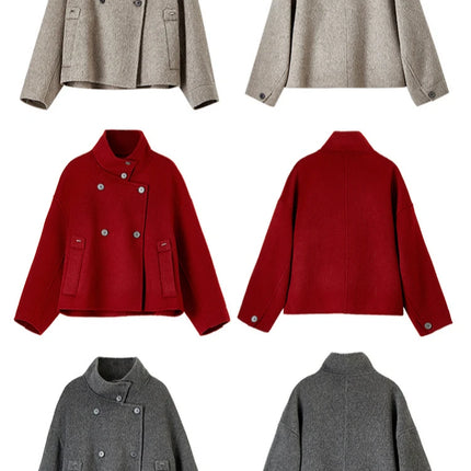 SENTUBILA 100% Wool Winter Jackets for Women Short Coats 2026 Stand Turtleneck Unlined Wool Outerwears Female Clothes W44O56626