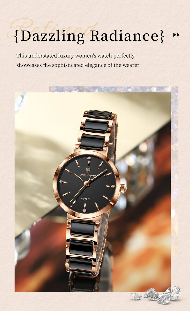 Orologio di lusso POEDAGAR Top Diamond per donna, orologio al quarzo da donna di alta qualità, impermeabile, in acciaio inossidabile, con scatola. platinumshop