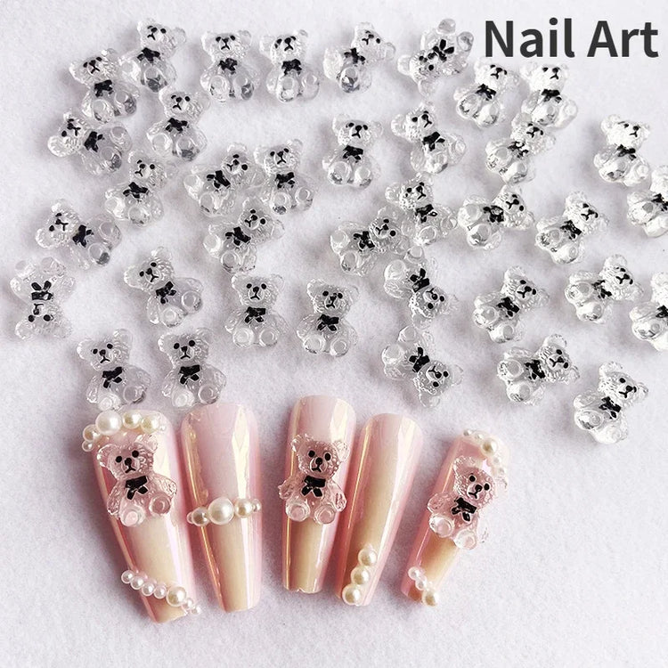 10-40Pcs Nail Art Bear Shaped Nail Charms Cute Nail Art Decorations Jewelry Rhinestone Accessories Manicure Diy Nails Art Tools
