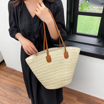 Women's Large Capacity Crossbody Bag Summer Woven Straw Bag Fashion Female Luxury Designer Beach Bag Bali Shopper Bag