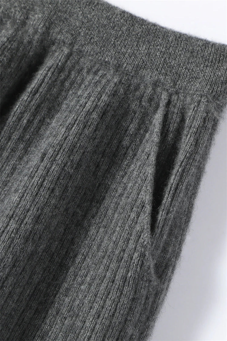 Yoyoselect 100% Cashmere Women's Skirts Autumn Winter Mid Calf Length Knitted Skirt Soft Versatile Quality OL Skirts Clothing PlatiNum