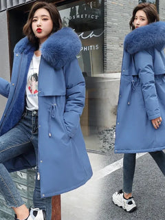 Winter Jacket 2026 New Women Parka Clothes Long Coat Wool Liner Hooded Jacket Fur Collar Thick Warm Snow Wear Padded Parka 6XL