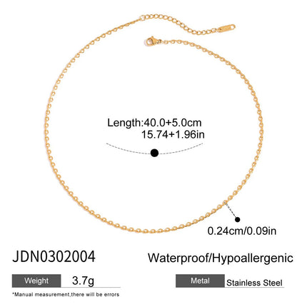 Uworld Simple Classic Zircon Serpentine Necklace 18K Gold Color Plated Stainless Steel Serpentine Chain Stackable Chain Women's PlatiNum