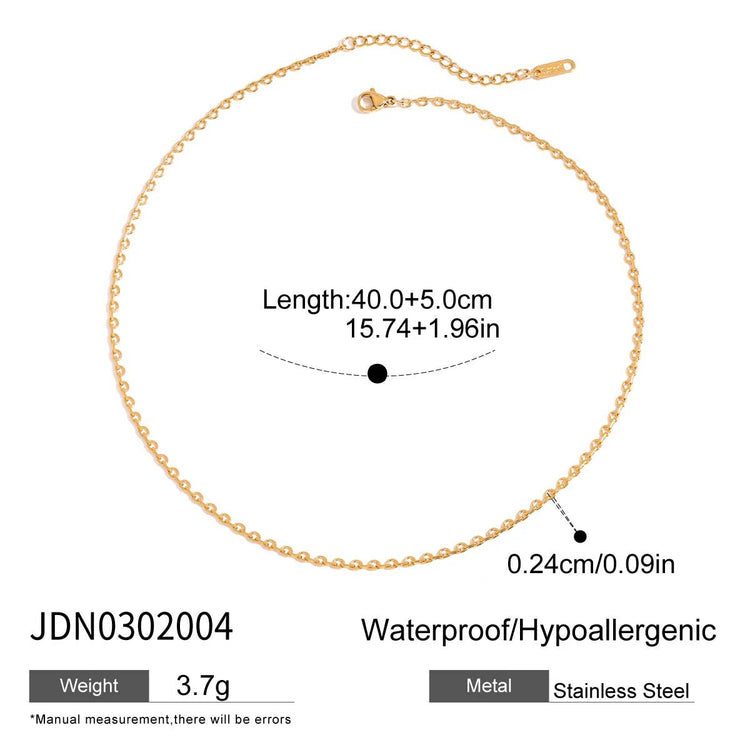 Uworld Simple Classic Zircon Serpentine Necklace 18K Gold Color Plated Stainless Steel Serpentine Chain Stackable Chain Women's PlatiNum