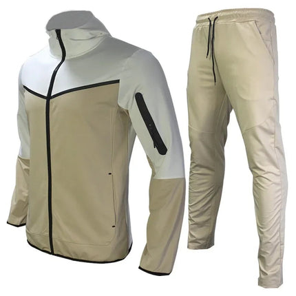 Men's Sports Coat Men's Spring and Autumn New European Size Sportswear Pants Hoodie Hooded Casual Set Tracksuit Men PlatiNum
