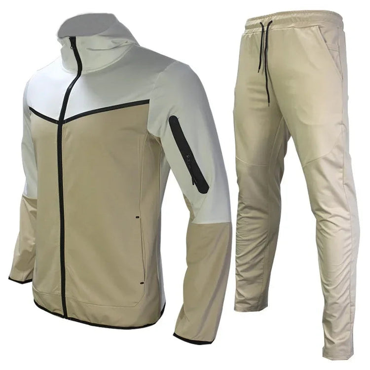 Men's Sports Coat Men's Spring and Autumn New European Size Sportswear Pants Hoodie Hooded Casual Set Tracksuit Men PlatiNum