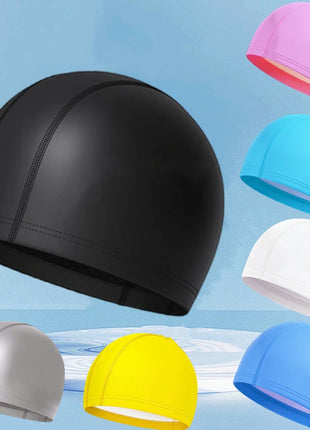 Cuffia da nuoto impermeabile in PU per bambini Adulti Cuffia da sub ad alta elasticità non costruita Protezione per le orecchie dei capelli lunghi Cuffia da nuoto unisex
