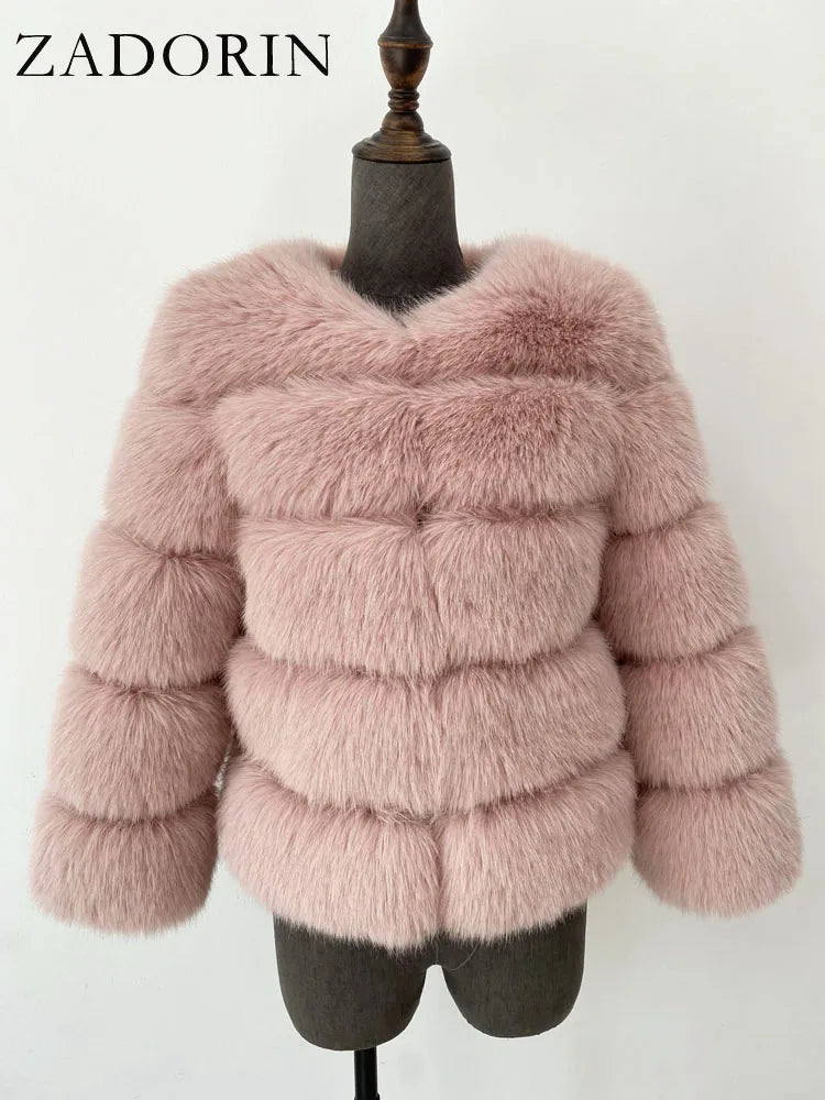 ZADORIN Children Faux Fox Fur Coat Winter Fashion Long Sleeve Warm Kids Fur Coats Outerwears Fake Fur Jacket Children Clothes