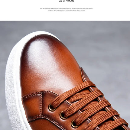 Plus Size 49 Trendy Men Leather Casual Shoes Soft Outdoor Sneakers Comfortable Lightweight Flat Shoes Classic Social Board Shoes